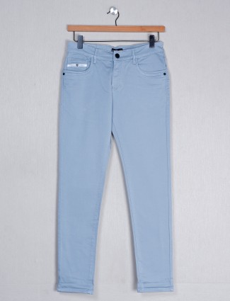 Kozzak dusty blue casual skinny fit jeans for men