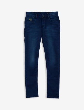Kozzak indigo blue washed super skinny fit jeans