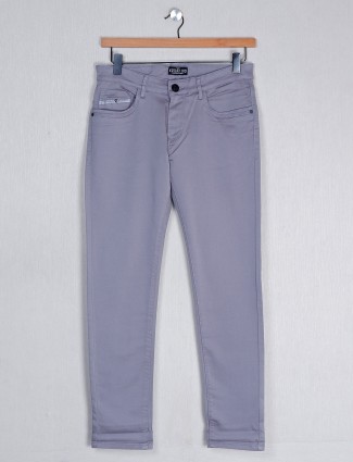 Kozzak skinny fit dove grey solid denim jeans