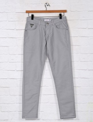 Kozzak solid ash grey denim jeans for mens