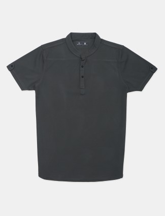Kuch Kuch charcoal grey solid cotton t-shirt