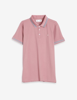 Kuch Kuch mauve pink plain polo t shirt