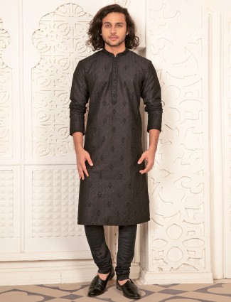 Latest black silk kurta suit for festive