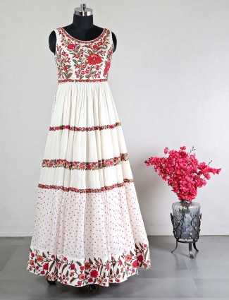 Latest cream georgette gown for party wear