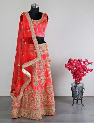 Latest designer magenta silk wedding unstitched lehenga choli
