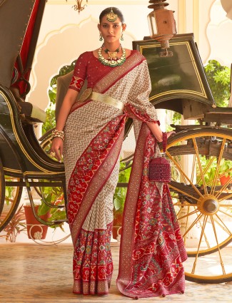 Latest maroon silk printed saree