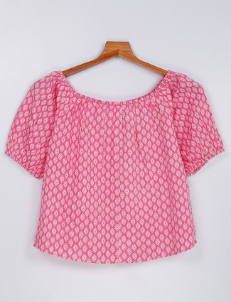 Latest pink cotton printed top