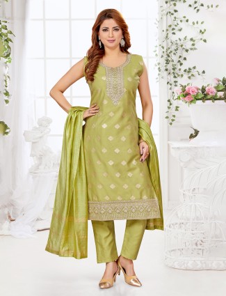 Latest silk light green salwar suit