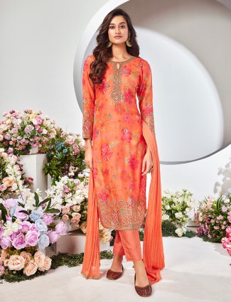 Latest stylish peach silk salwar suit