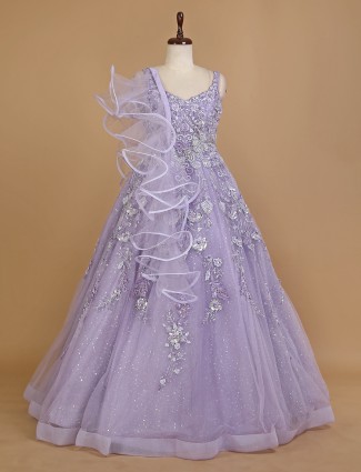 Lavender net  gown for bridal reception