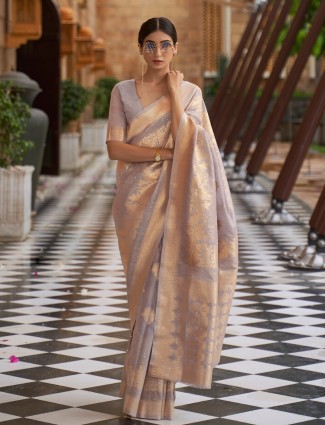 Violet attractive wedding functions saree in silk