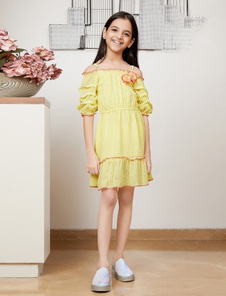 Leo n Babes lime yellow georgette frock