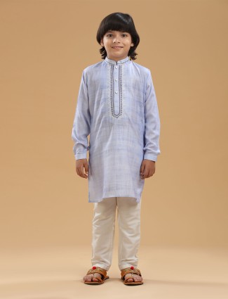 Light blue cotton kurta suit