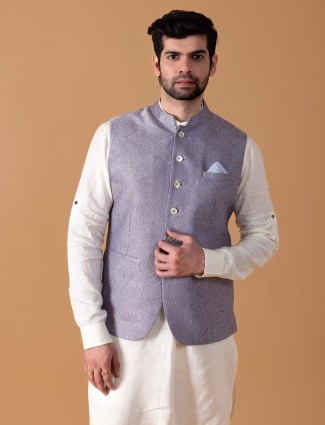 Light grey textured silk waistcoat