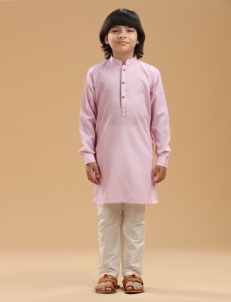 Light pink linen kurta suit