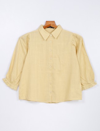 Light yellow cotton checks shirt