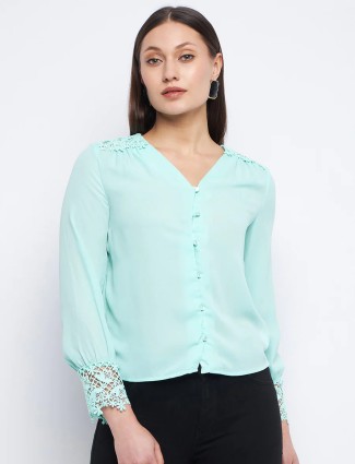 MADAME sea green polyester shirt