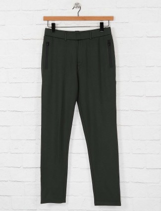 Maml olive colored cotton night track pant