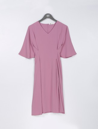 Mauve pink rayon cotton dress