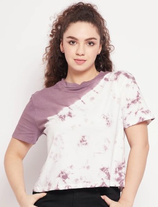 Mauve purple cotton printed top