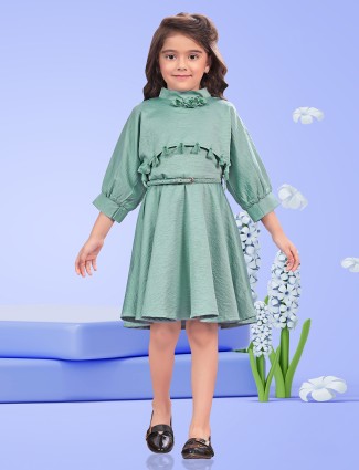Mint green lycra frock for party
