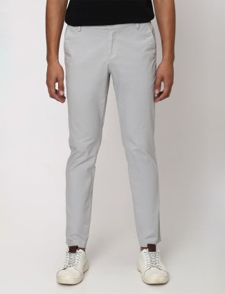 Mufti grey super slim fit cotton trouser