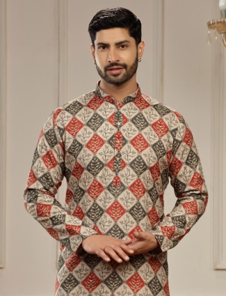 Multi color checks printed kurta suit