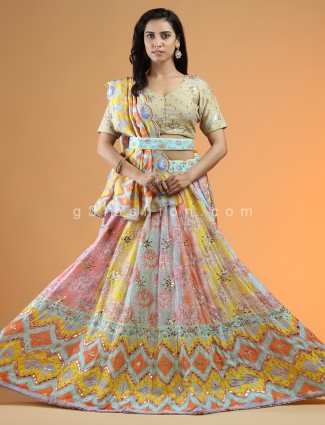 Multi color designer lehenga choli for wedding events