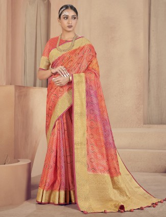 Multi color traditional wedding ceremonies raw silk saree