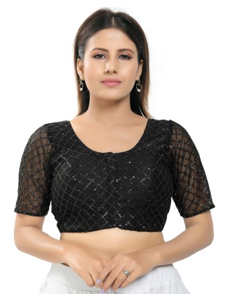 Net fabric black hue designer blouse