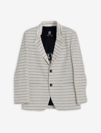Off white texture blazer for party