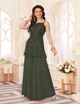 Olive awesome punjabi style georgette palazzo set for women