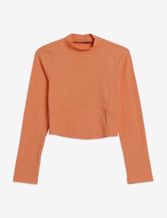 Orange knitted full sleeve top