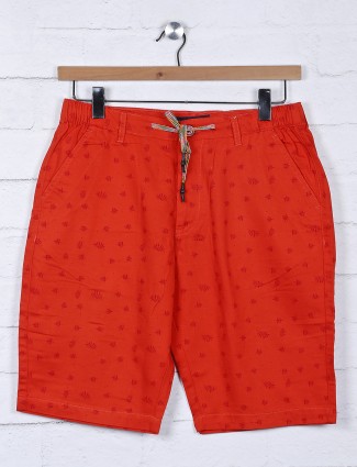 Origin printed pattern red slim fit shorts