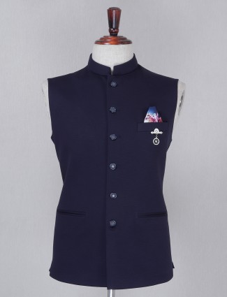 Party and wedding navy terry rayon waistcoat 
