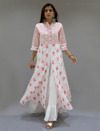 Peach cotton punjabi style festive wear lehenga suit