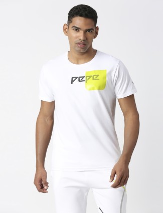 Pepe Jeans white plain round neck t shirt