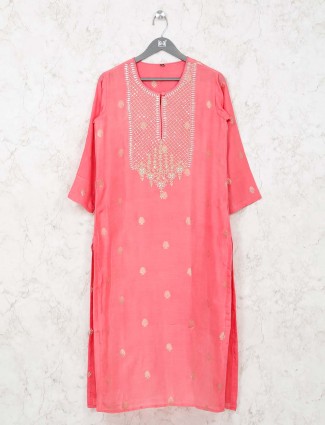 Pink cotton kurti in cotton