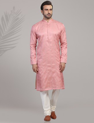 Pink cotton silk festive occasion kurta suit