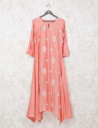 Pink cotton tunic for festive wear