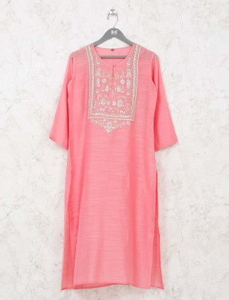 Pink kurti in cotton fabric