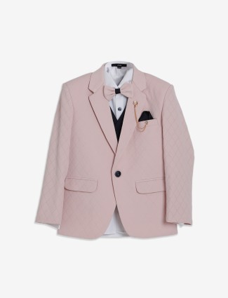 Pink terry rayon checks coat suit