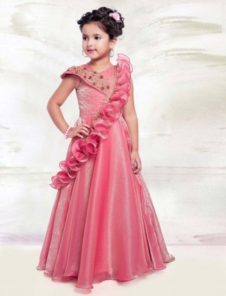 Pink Tissue Silk Designer Wedding Gown G3 Ggo0515 G3fashion Com