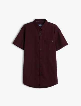 Pioneer plain wine cotton shirt