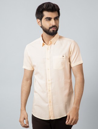 Pioneer solid cream patch pocket shirt