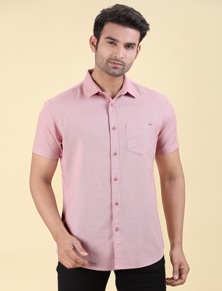 Pioneer solid light pink cotton shirt