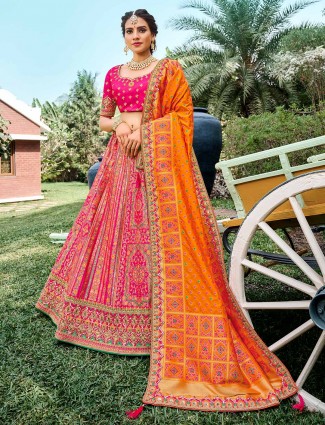 Precious wedding wear semi stitched lehenga choli in magenta