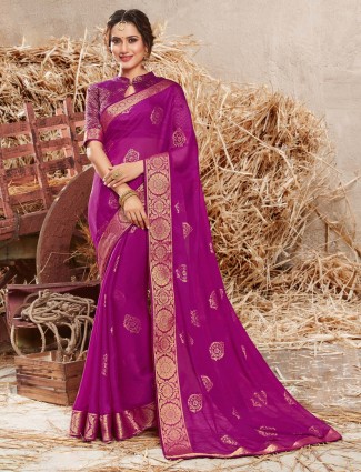 Purple georgette festive saree