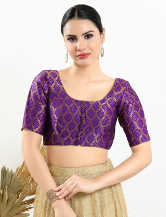 Purple jacquard ready made blouse