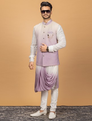 Purple shaded silk waistcoat set